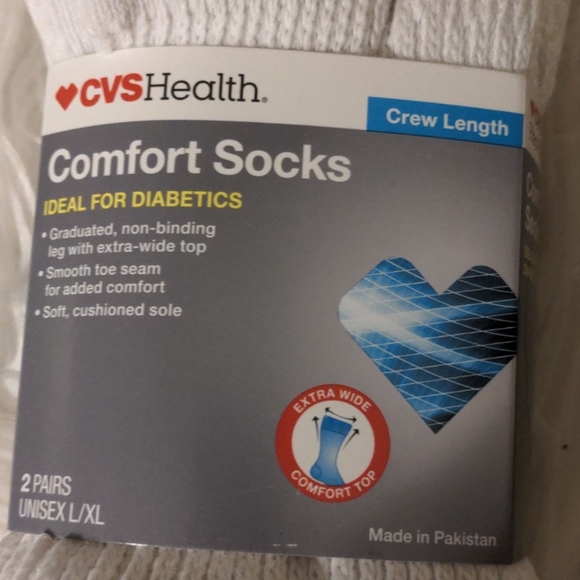 Cvs health comfort socks crew length unisex 2pair - Picture 2 of 3